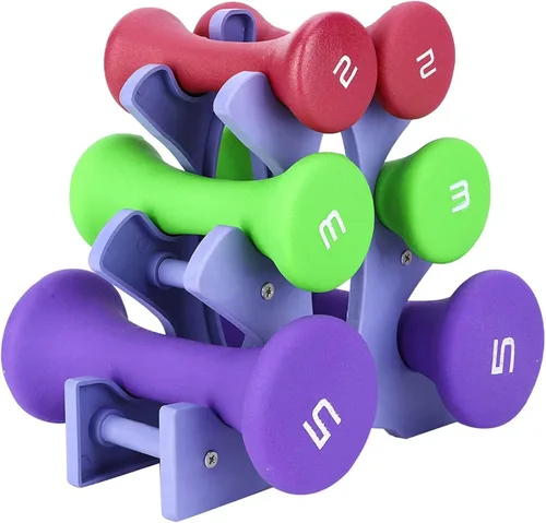 Miniatura 6 de Juego de pesas de mano para fitness, 6 piezas, 2 libras, 3 libras, 5 libras, equipo de culturismo para mujeres, ejercicio, pesas de gimnasio