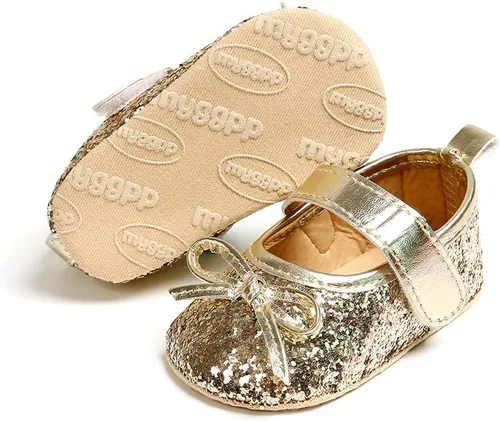Miniatura 3 de Zapatos planos Mary Jane para bebé con diadema de lazo, vestido de princesa floral para bebé, suela suave, zapatos de cuna antideslizantes