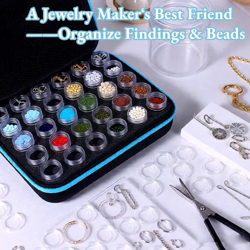 Miniatura 5 de AUNMAS Estuche de almacenamiento de pintura de diamante, contenedor a prueba de golpes de 30 rejillas, organizador de cuentas portátil para joyas