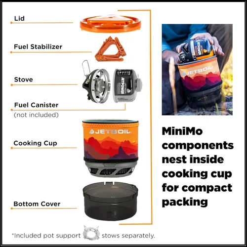 Miniatura 4 de Jetboil MiniMo - Sistema de cocina para estufa de camping y mochileros con control de calor ajustable Puesta de sol