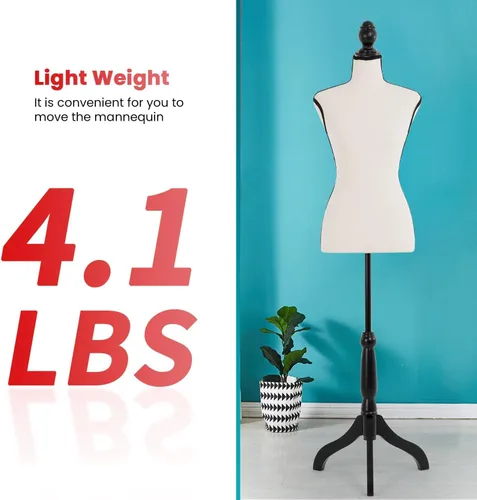 Miniatura 3 de FDW Cuerpo de maniquí femenino para costura, forma de vestido, torso de maniquí con base de trípode ajustable para exhibición de ropa