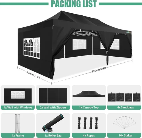 Miniatura 112 de COBIZI Tienda de campaña desplegable de 6.6 x 6.6 pies, toldo resistente, fácil de instalar, impermeable, para exteriores, fiestas, playa, jardín