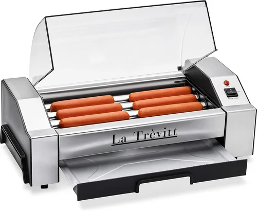 La Trevitt Rodillo para perros calientes, máquina de cocina para parrilla de salchichas, capacidad de 6 perritos calientes, máquina comercial y