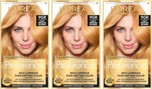 Miniatura 38 de L'Oreal Paris Superior Preference Fade-Defying + Shine - Tinte permanente para el cabello, rubio rosado medio 8RB, paquete de 1, tinte para el 8RB