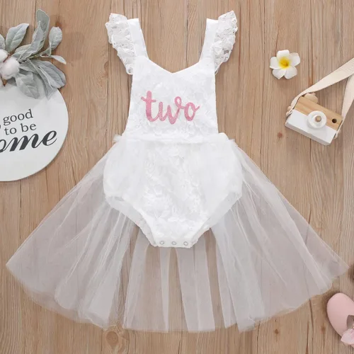 Miniatura 57 de Traje de bebé niña primer cumpleaños traje de encaje tul mameluco princesa tutú vestido de un año cumpleaños pastel Smash fotografía ropa