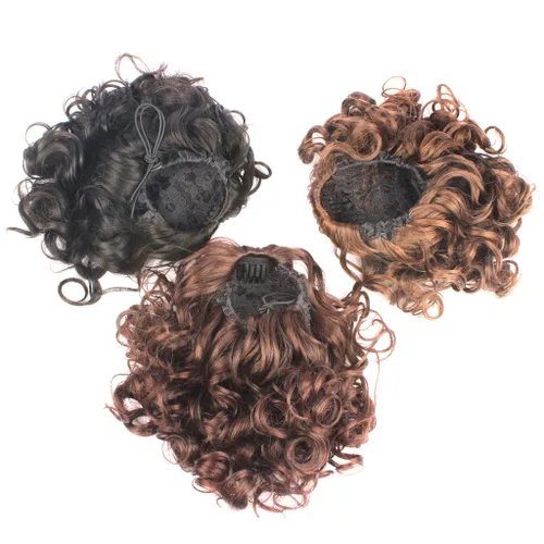 Miniatura 6 de Postizo de cabello sintético rizado, medida media y larga, de Weken, Marrón claro