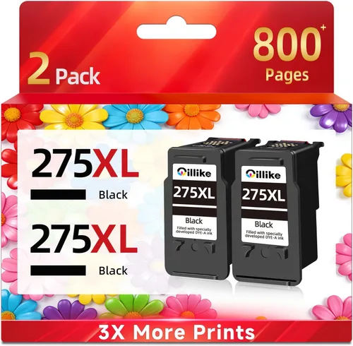 Cartuchos de tinta compatibles de reemplazo para 275XL pg-275 para impresoras TS3520 TS3522 TS3500 TR4720 TR4700 TR4722, 2 paquetes de color negro