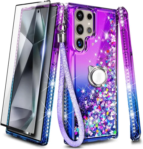 Miniatura 253 de NGB - Funda de teléfono diseñada para Samsung Galaxy S9+ Plus, morado/azul, con purpurina líquida para mujeres y niñas, con protector de pantalla