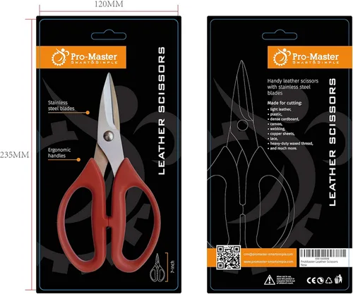Miniatura 5 de Tijeras de cuero. Cuchillas pequeñas y afiladas duraderas de acero inoxidable - Corte sin esfuerzo - Tijeras grandes y cómodas para manualidades