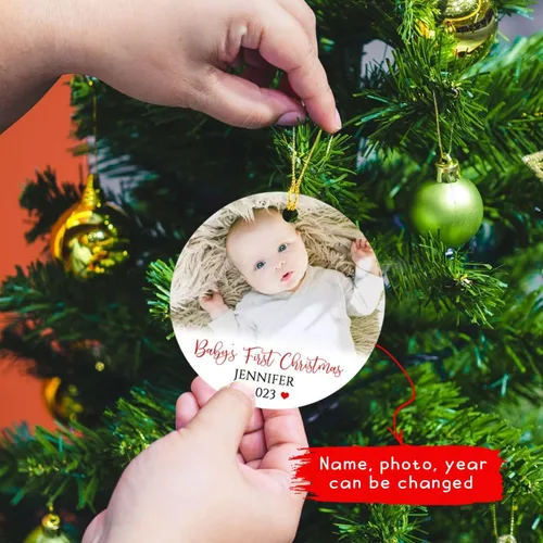 Miniatura 4 de Adorno de Navidad personalizado con foto del primer año del bebé 2025, adorno de Navidad con foto personalizada del primer año del bebé para nuevos
