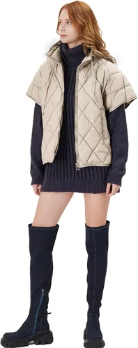 Miniatura 5 de Ogfao Chaleco acolchado de manga corta para mujer, chaleco ligero, chaqueta acolchada con bolsillos