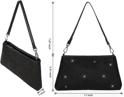 Miniatura 4 de Valleycomfy Bolso de Mano de Brillo para Noche para Mujeres Dama Niña Novia Bolso de Diamantes de Imitación para Baile de Graduación Cóctel Fiesta