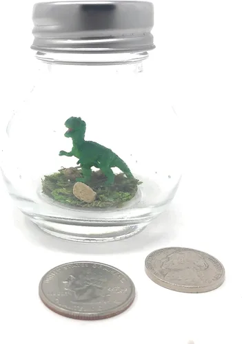 Miniatura 6 de Mini escritorio de dinosaurio de 1 pulgada T-Rex verde para mascotas con certificado de adopción