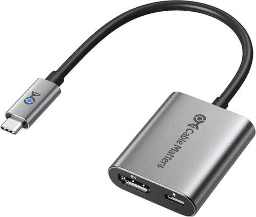 Cable Matters Adaptador USB C a HDMI 2.1 de 48 Gbps con carga de 100 W, 4K 240 Hz /8K 60Hz HDR - Thunderbolt 4 compatible con iPhone 16/15 Pro Max