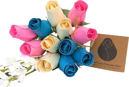 Miniatura 17 de Ramos originales de rosas de madera en 1, 2, o 3 docenas, Madera de abedul, 1 Docena