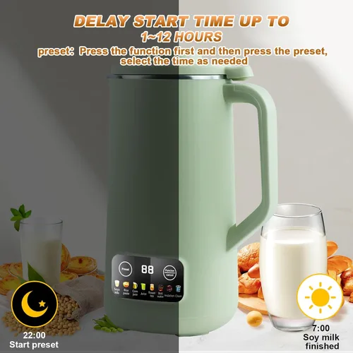 Miniatura 7 de Espumador de leche eléctrico, espumador de café de 16.9 fl oz con 10 cuchillas, control de temperatura, soja de avena casera de coco o leches a base