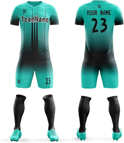 Jersey de fútbol personalizado con pantalones cortos impresos con nombre número de entrenamiento uniformes de gran tamaño para hombres y niños talla