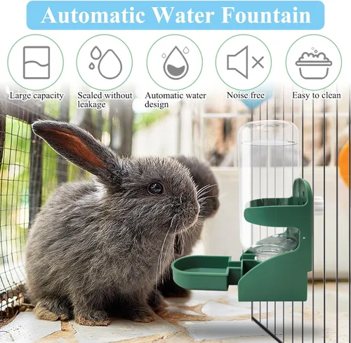 Miniatura 3 de kathson Dispensador de agua de conejo para jaula de 17 onzas, botella de agua colgante de conejillo de indias, sin goteo, botella de agua automática