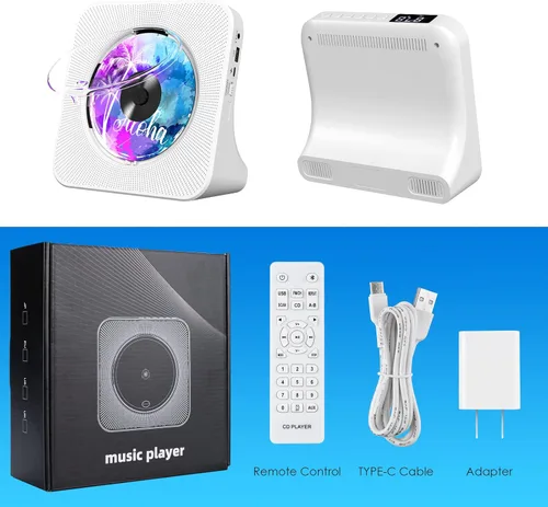 Miniatura 21 de Gueray Reproductor de CD portátil, reproductor de CD Kpop Bluetooth para escritorio con altavoz de sonido de alta fidelidad, radio FM, reproductor