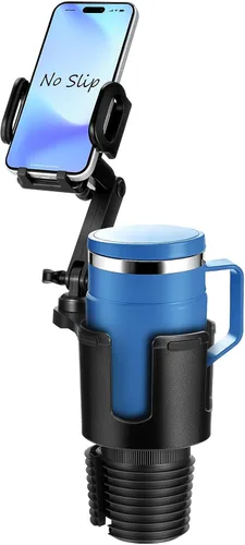 Soporte de teléfono para automóvil, expansor de portavasos 2 en 1 con soporte para teléfono, soporte universal ajustable para teléfono, brazo largo