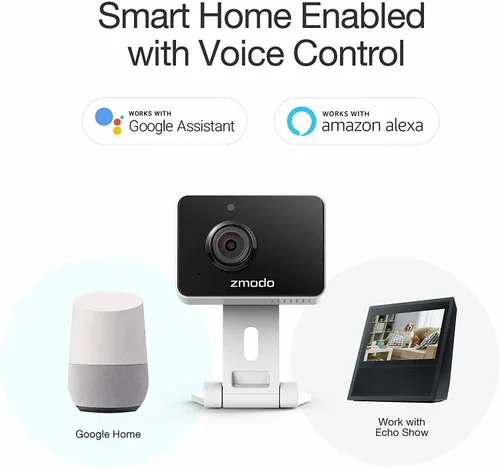 Miniatura 3 de Zmodo 1080p Paquete de 3 mini cámaras WiFi, audio bidireccional, monitor de bebé de video, negro con blanco, 3 unidades (paquete de 1)