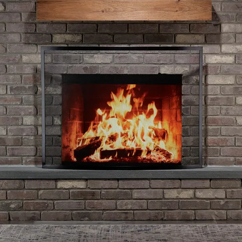 Miniatura 6 de UniFlame, S-1042, pantalla negra curvada de la chimenea del hierro forjado del solo panel