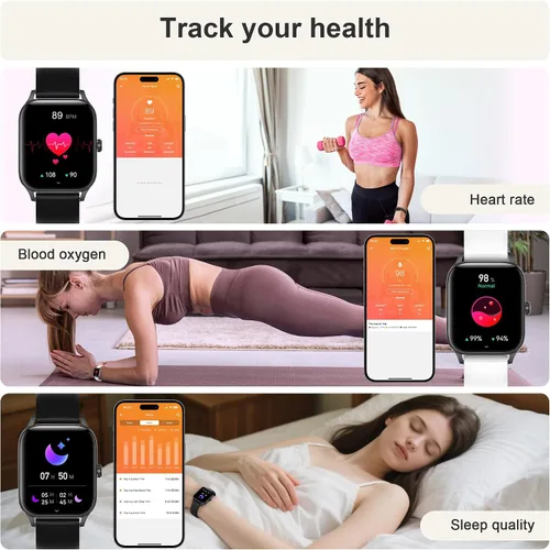 Miniatura 5 de Relojes inteligentes para mujer, reloj de seguimiento de fitness de 1.85 pulgadas, contestar/hacer llamadas, reloj de fitness impermeable IP68
