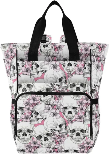 Miniatura 16 de MNSRUU Bolsa de pañales de calavera gris, mochila multifunción para pañales de viaje, bolsa de pañales de gran capacidad, mochilas para cambiar