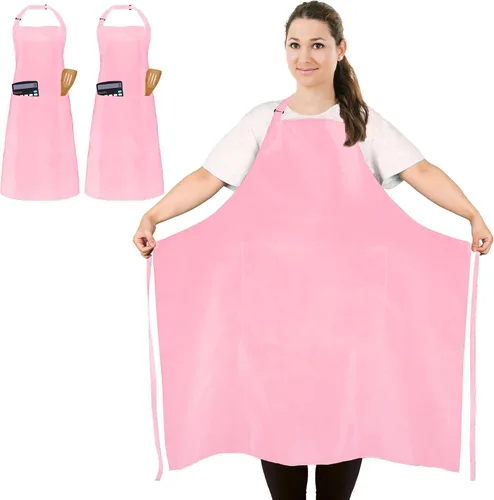 Miniatura 12 de 2 delantales de chef de talla grande, delantal profesional unisex con 2 bolsillos para cocinar, trabajar, hornear (tamaño más grande)