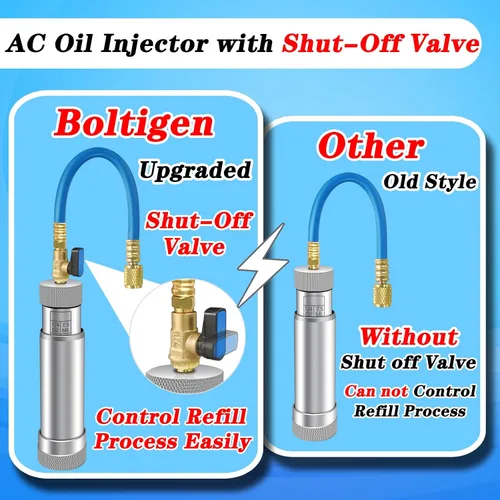 Miniatura 2 de Inyector de aceite de CA para R1234yf R134a R410a, Inyector de tinte de CA con válvula de cierre, Inyector de tinte 1234yf con función de prevención