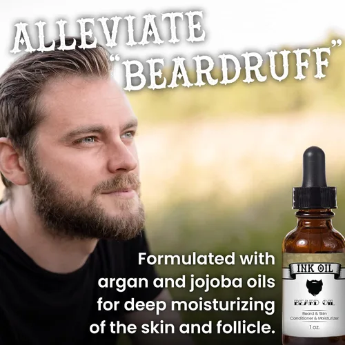 Miniatura 5 de Ink Oil Aceite para barba mezcla de aceites orgánicos de primera calidad Aceite natural para barba para el crecimiento de los hombres