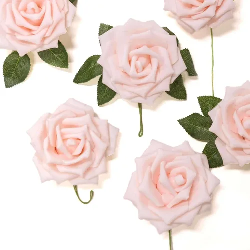 Miniatura 6 de Efavormart - 24 rosas de espuma artificial de 5 pulgadas con tallo y hojas para bodas, fiestas, hogar, eventos, boda, aniversario, fiesta, color oro