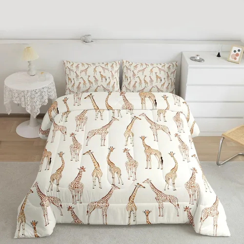 Miniatura 14 de Feelyou Juego de edredón de animales de la selva para todas las estaciones, juego de ropa de cama con 1 funda de almohada de microfibra de elefante