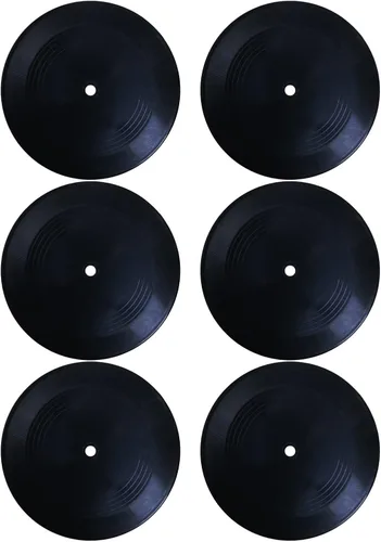 MINI ZOZI Discos de vinilo en blanco de 7 pulgadas, color negro, 6 unidades en 1 paquete para decoración de habitación o decoración del hogar en la