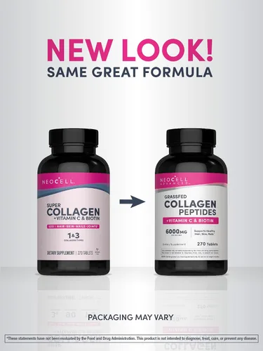 Miniatura 2 de NeoCell Advanced Péptidos de colágeno 270 tabletas 6000 mg para mujeres y hombres con vitamina C y biotina Sin OMG, gluten y soja