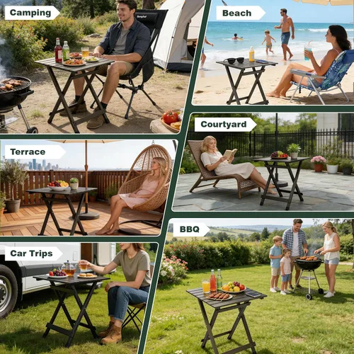 Miniatura 9 de SUNNYFEEL Mesa de camping plegable – Mesa de picnic portátil de aluminio ligero, 18.5 x 18.5 x 24.5 pulgadas para cocinar, playa, senderismo