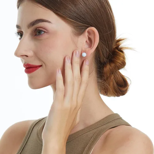 Miniatura 4 de Natural Stone Stud Earrings for Women 8mm Sterling Silver Genuine Gemstone Earrings Handmade Sterling Silver Crystal Stud Earrings for Women