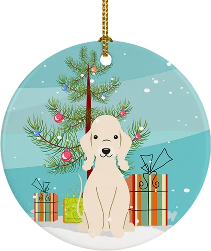 Miniatura 70 de Caroline's Treasures Adorno de cerámica para árbol de Navidad, Laika Spitz de Siberia Occidental, decoración colgante para árbol de Navidad