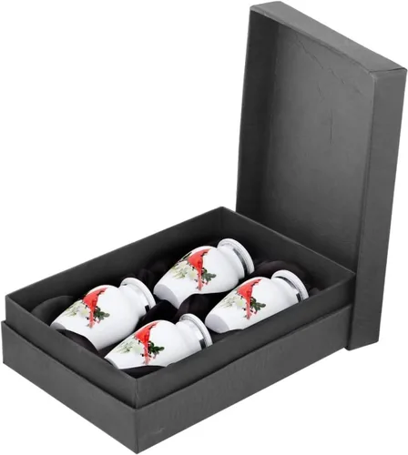 Miniatura 4 de BOLD & DIVINE Urnas pequeñas de recuerdo de pájaro cardenal para cenizas humanas Hecho a mano Juego de 4 mini urnas con caja y embudo