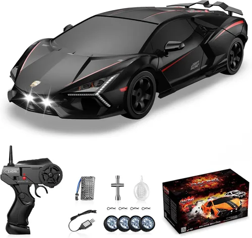 Miniatura 9 de Coche de Deriva RC 1/16 2.4GHz 4WD Coches de Control Remoto, Coches RC de Deriva Recargables de Alta Velocidad con Spray, Luces Geniales