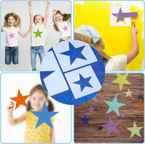 Miniatura 6 de Plantilla de estrella grande para pintar Plantilla de estrella de 5 puntas Plantillas de plástico reutilizables, para decoración del hogar, artes