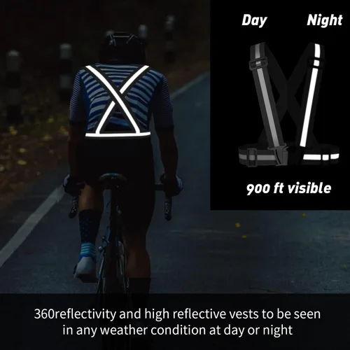 Miniatura 3 de Chaleco reflectante de 2 piezas, correas de seguridad reflectantes ajustables de alta visibilidad, equipo para correr, ciclismo, caminar, montar