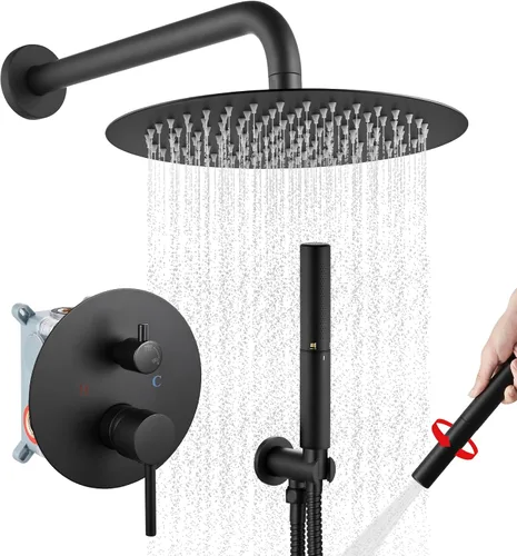 Miniatura 11 de Airuida Accesorios de ducha de 2 funciones, juego de grifo de ducha montado en la pared para baño, ducha de mano de latón de alta presión con cromo