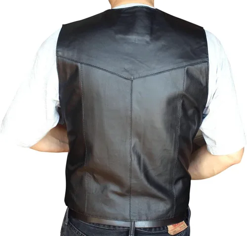 Miniatura 2 de Chaleco de motocicleta para hombre, piel suave, color negro Syle 950