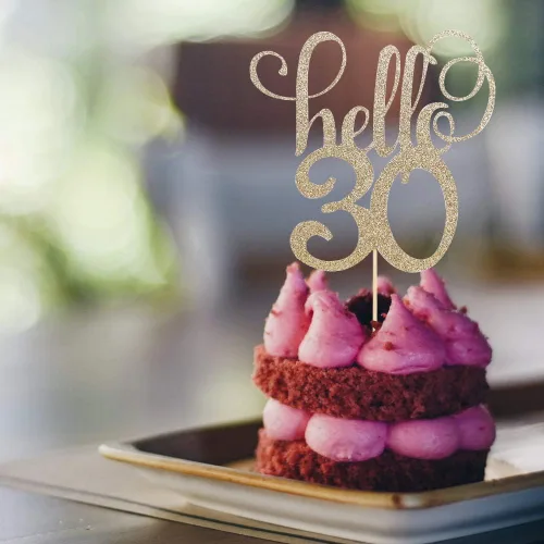 Miniatura 3 de Hello 30 - Decoración para tartas con purpurina, decoración de pastel de aniversario de boda, decoración de pastel de fiesta, 30 años, feliz