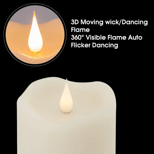 Miniatura 3 de Paquete de 3 velas parpadeantes sin llama que funcionan con pilas con temporizador, llama móvil 3D que dura más de 1000 horas, vela eléctrica LED
