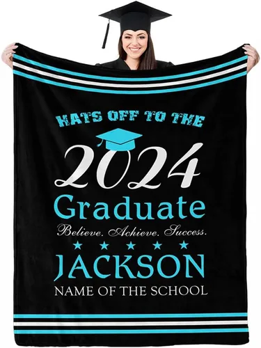 Miniatura 18 de D-Story Manta personalizada con foto, regalos de graduados universitarios para ella, regalos de graduación de felicitaciones, mantas personalizadas