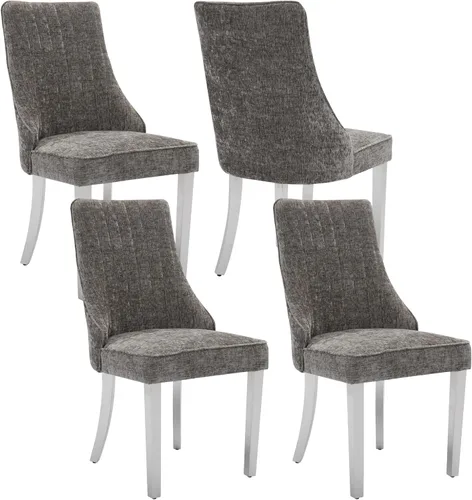 Miniatura 23 de Shenyon Juego de 4 sillas de comedor color beige, cómodas sillas de comedor tapizadas con canal de tela, sillas de cocina modernas para comedor