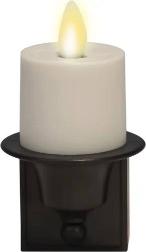 Luminara - Luz nocturna de vela sin llama con luz de atardecer a amanecer, sensor automático de oscuridad, enchufe de pared negro, luz LED interior