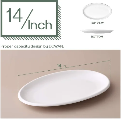 Miniatura 3 de DOWAN Platos de servir de 14 pulgadas para entretenimiento, platos blancos ovalados, bandejas y platos para servir para fiestas, aptos para horno